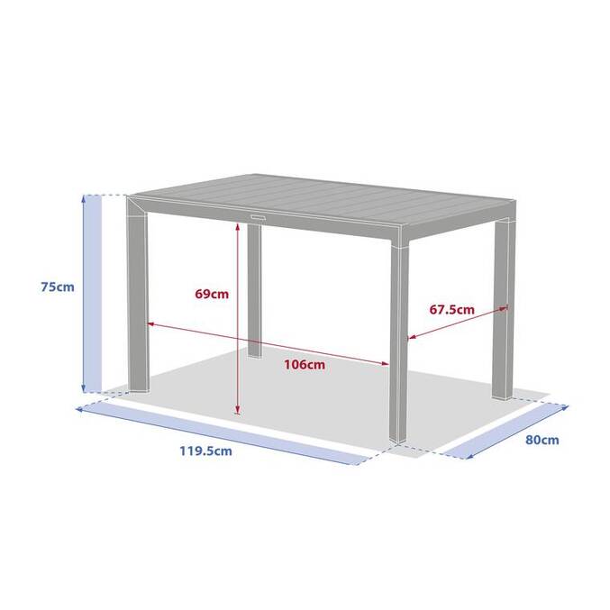 Table de jardin EVASION Effet bois Honey / Graphite