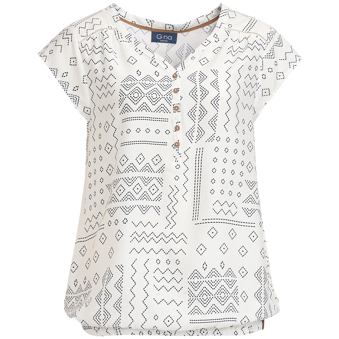 Gina Damen Bluse mit Allover-Muster weiss / schwarz