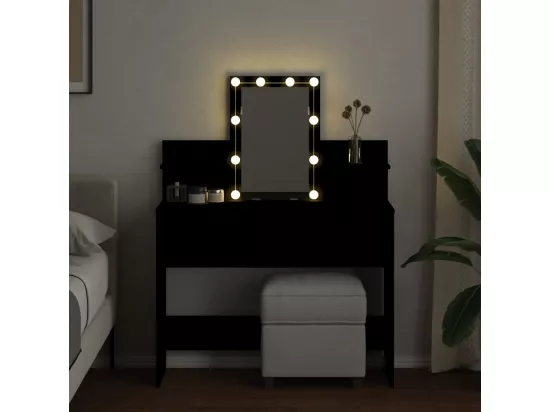 Coiffeuse avec LED noir 100x40x130 cm