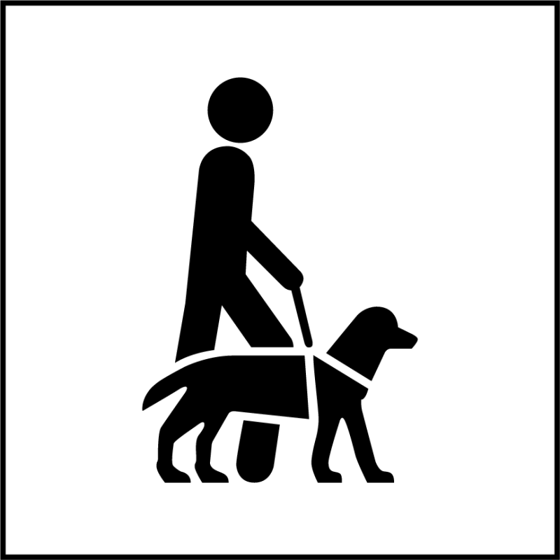 Panneau Accessibilité, chien guide ou d'assistance - ISO 7001 en Gravoply