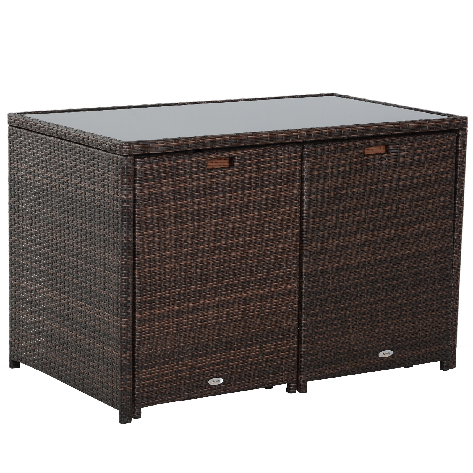 Outsunny Polyrattan Garnitur als 5-teiliges Set braun, cremeweiß 120 x 69 x 77,5 cm (LxBxH)