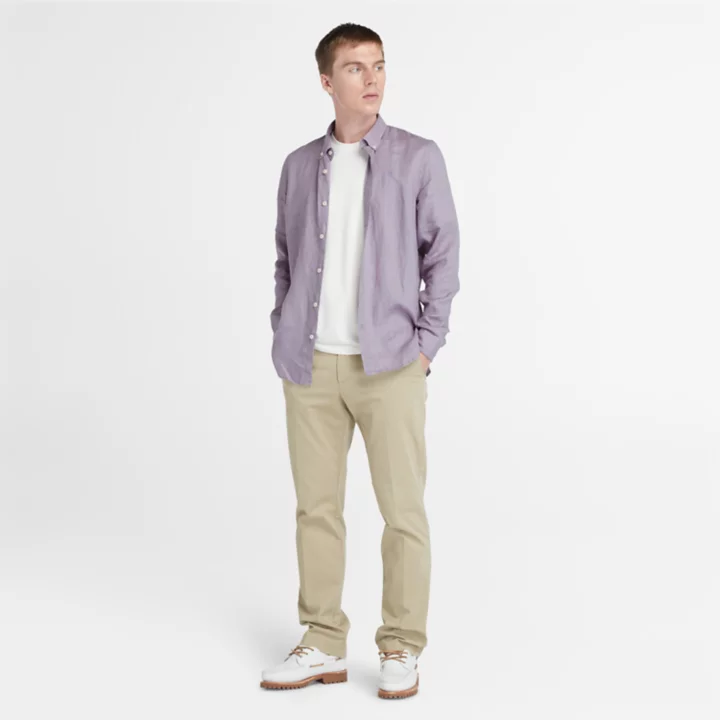 Chemise en lin Mill Brook pour homme en violet