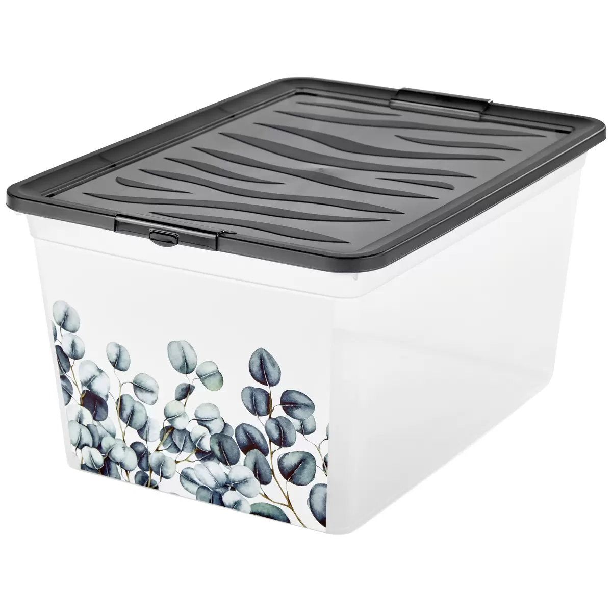 Aufbewahrungsbox mit Deckel Eukalyptus anthrazit,transparent