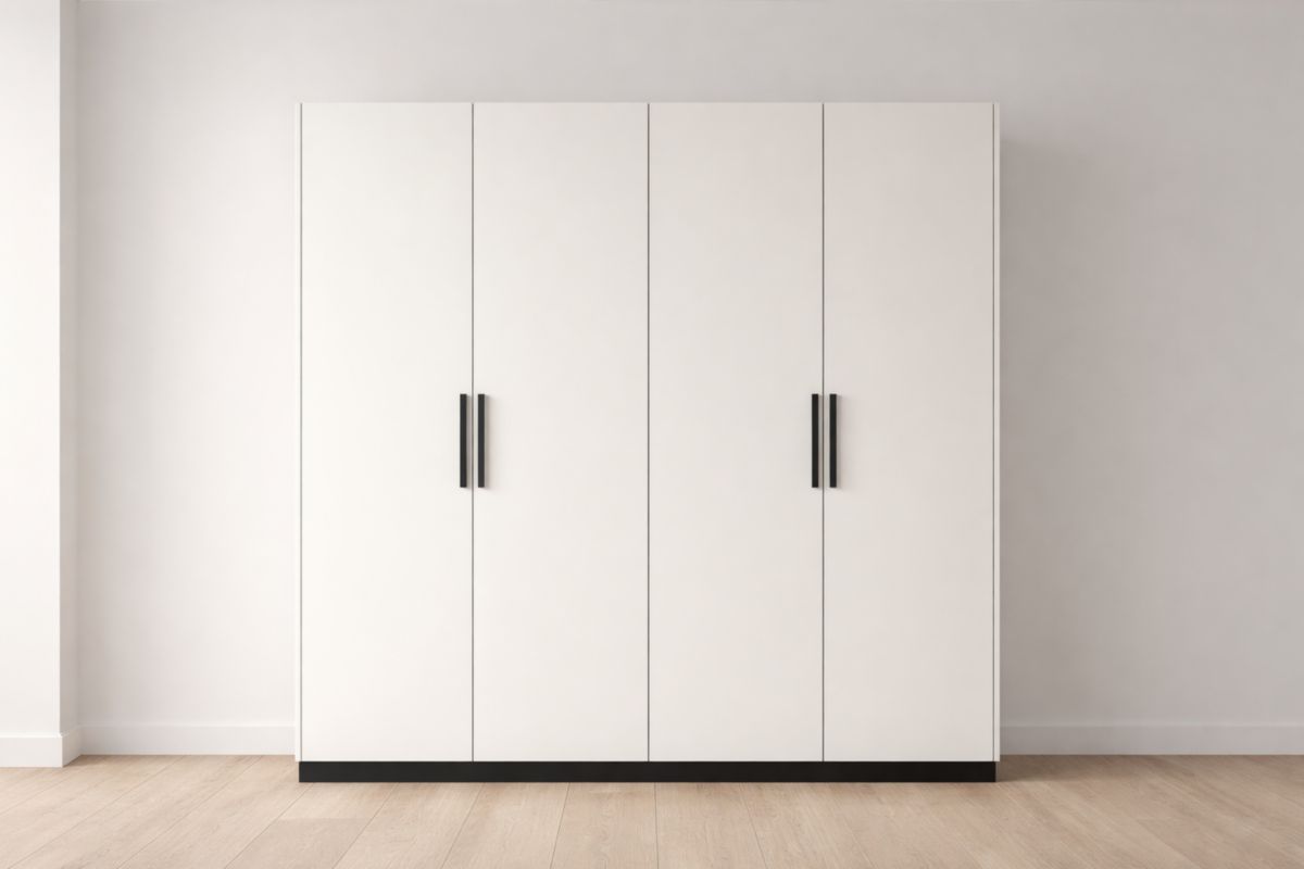 Kleiderschrank Weiß 4-türig Holzwerkstoff 240x200x60 cm(B × H × T)