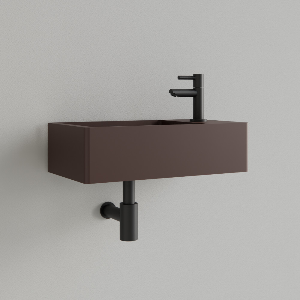 Sanigoods Luko fontein 40x22cm rechts met kraangat choco bruin