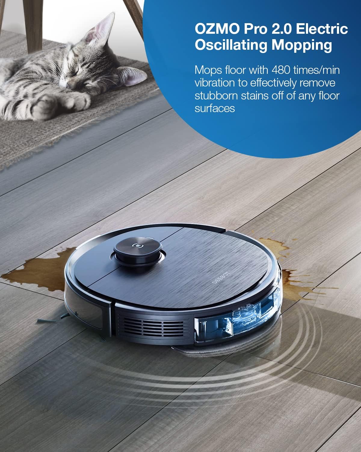 ECOVACS DEEBOT T9 AIVI Saugroboter mit Wischfunktion (3000Pa AIVI Menschen-/Hindernisvermeidung, Verwicklungsfreie AeroForce® Multi-Surface Gummi-Doppelbürste, OZMO Pro) -[Testsieger - Sehr Gut (1,5)]