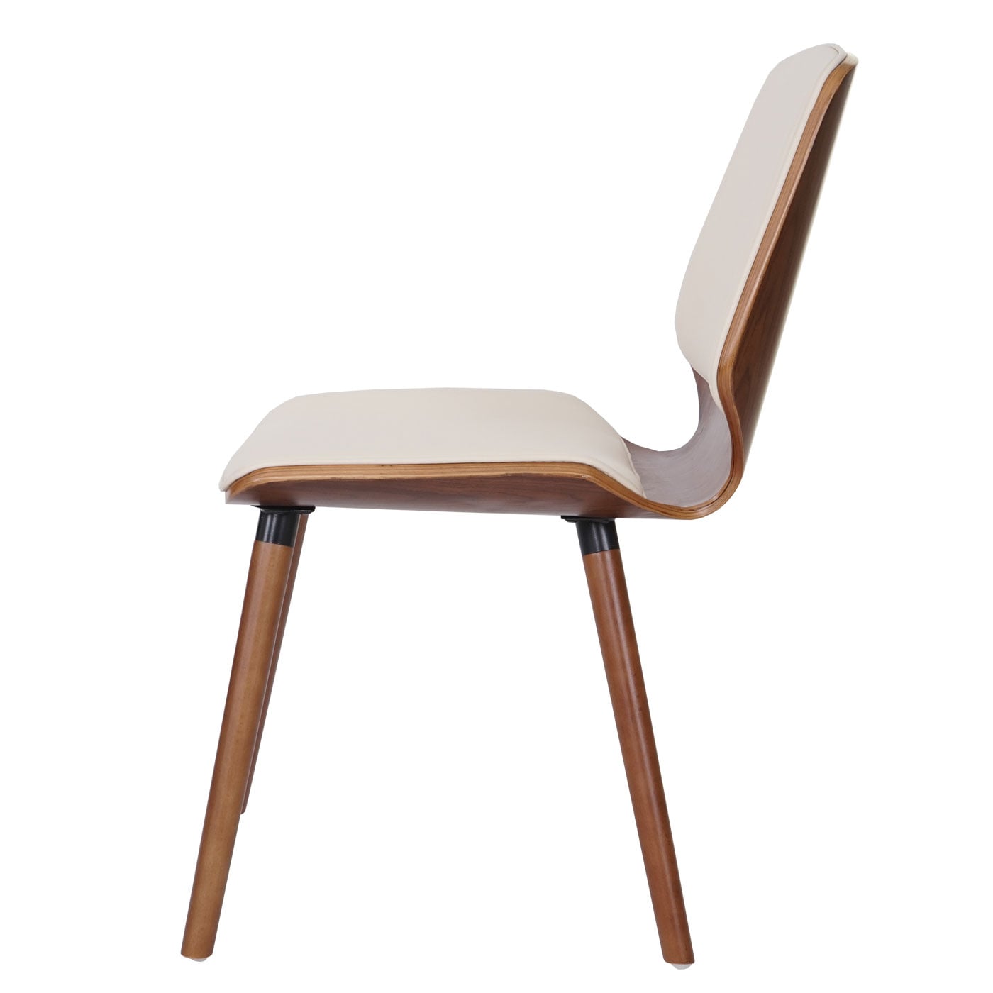 2er-Set Esszimmerstuhl MCW-B16, Holz Bugholz Retro-Design Walnussoptik, MVG-zertifiziert ~ Kunstleder creme