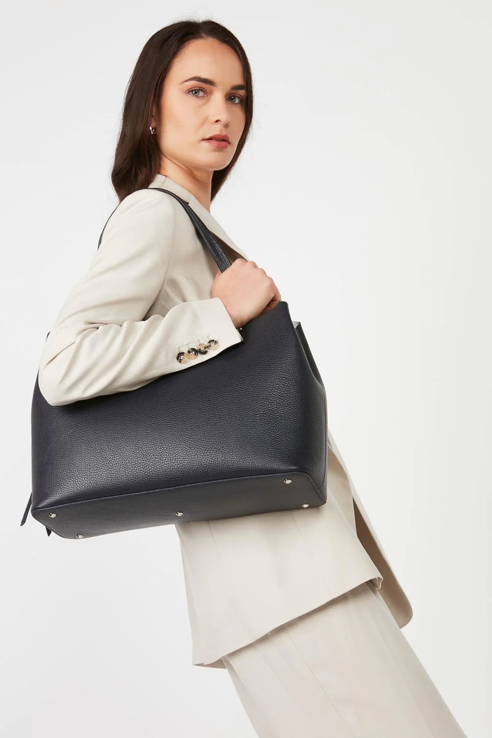 Foulonné Double-Grand sac cabas épaule