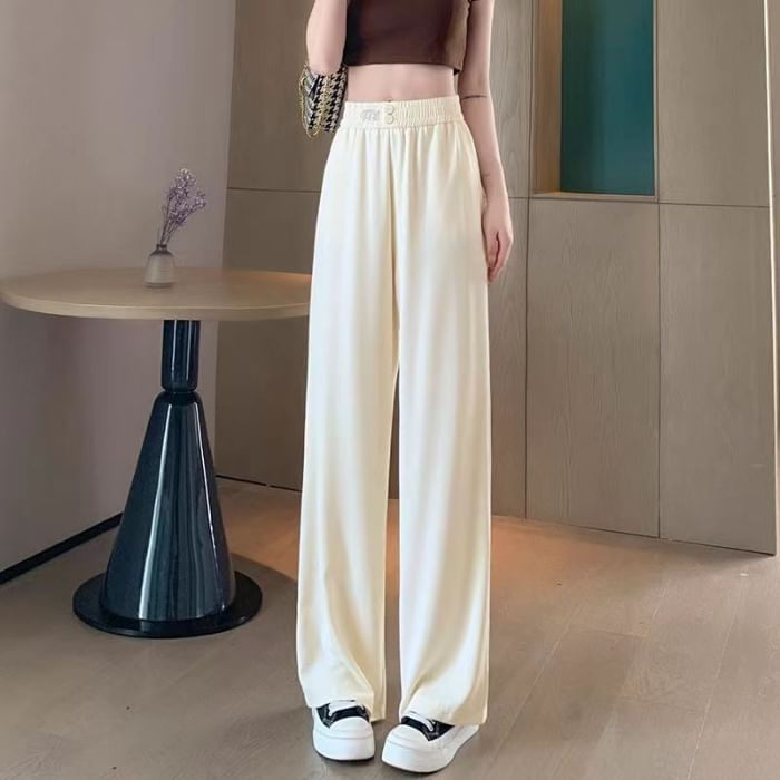 Everose - Elastische taille applicatie taps toelopende broek