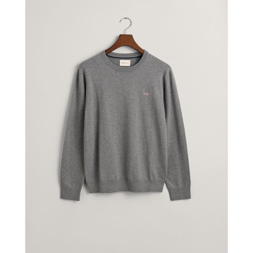 GANT Basic Crewneck Sweater, Dark Grey Melange, XXL