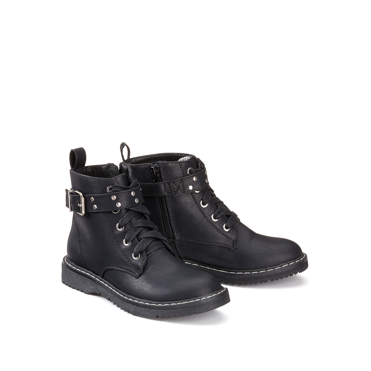 COLEÇÃO LA REDOUTE<br>Botas de cano curto com zíper e cadarço
