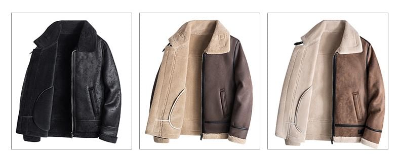 Dandyluxe - Kraaggevoerde, met fleece gevoerde, ritssluiting van imitatieleer