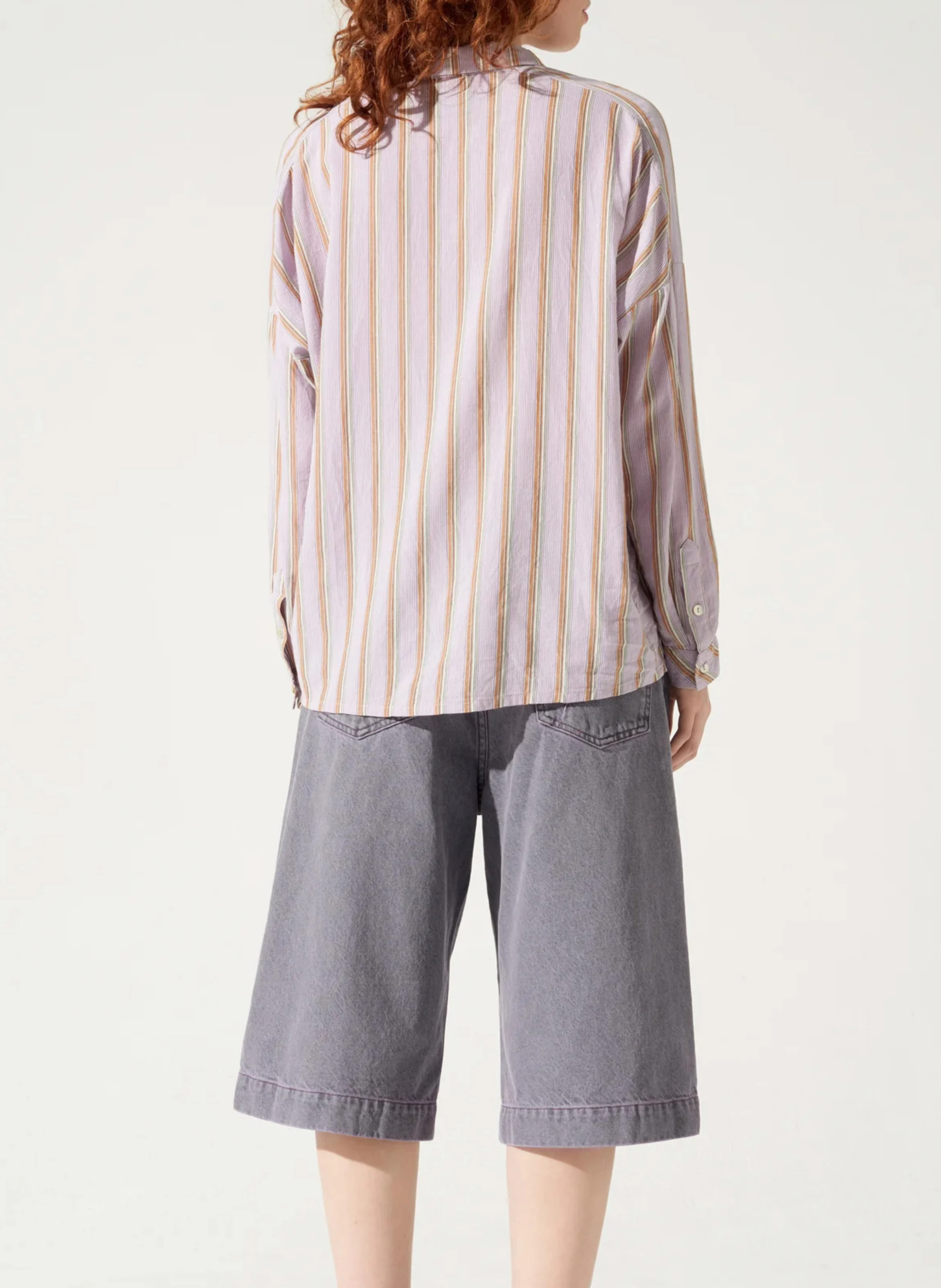 Chemise ample col classique à rayures | Violet