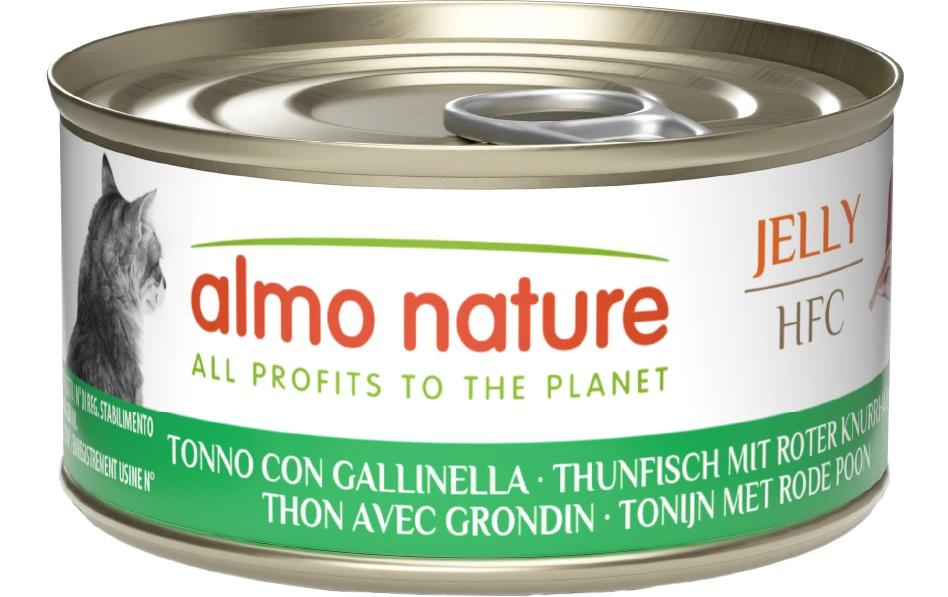 Nassfutter HFC Jelly Thunfisch mit Roter KnurrhahnNassfutter mit Thunfisch und rotem Knurrhahn, unterstützt die Beseitigung von Haarballen und ist ideal für heisse Tage