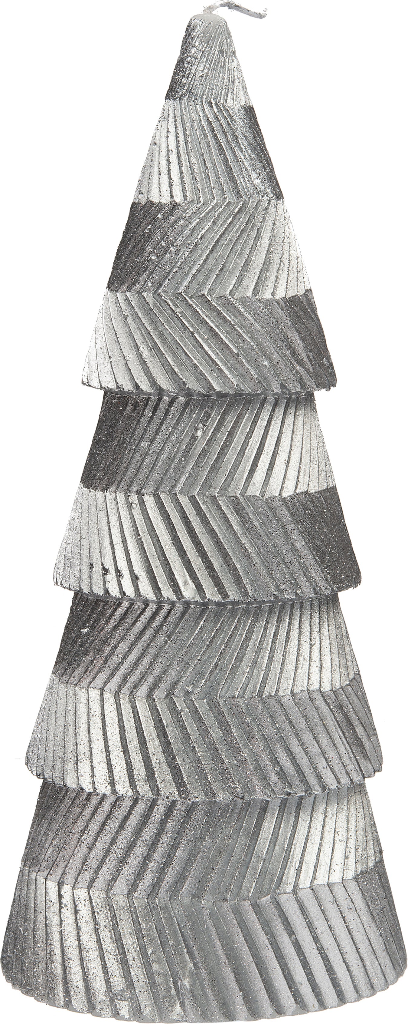 Intratuin kaars kegel met lijnen zilver D 10 H 24 cm