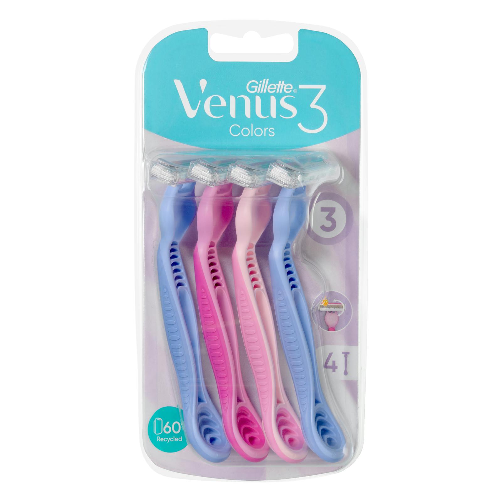 Rasoirs d'épilation jetables à 3 lames Gillette Venus Colors