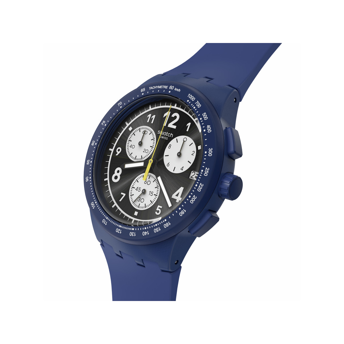 Montre SWATCH Chrono 42 Nothing basic about blue homme bracelet silicone bleu