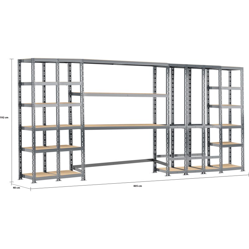 Rayonnage MODULO - Module 5 étagères - 21 plateaux