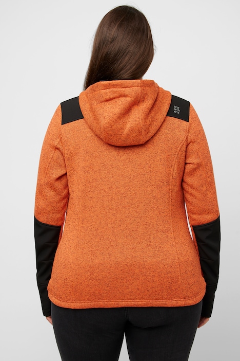 Fleecejacke, Reflektordruck, Kapuze, Daumenloch