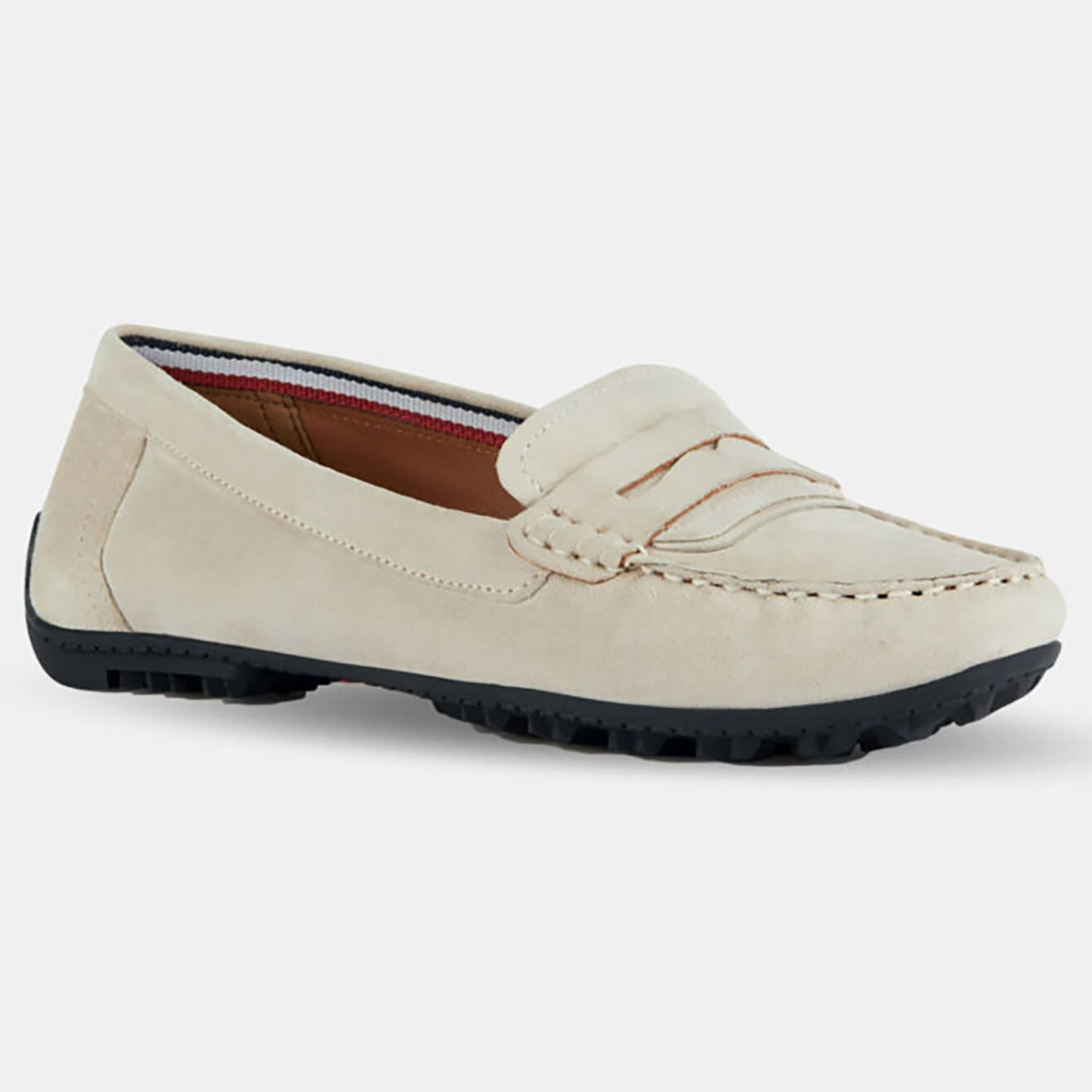 Geox Mocassins en Velours de Cuir Kosmopolis écrus