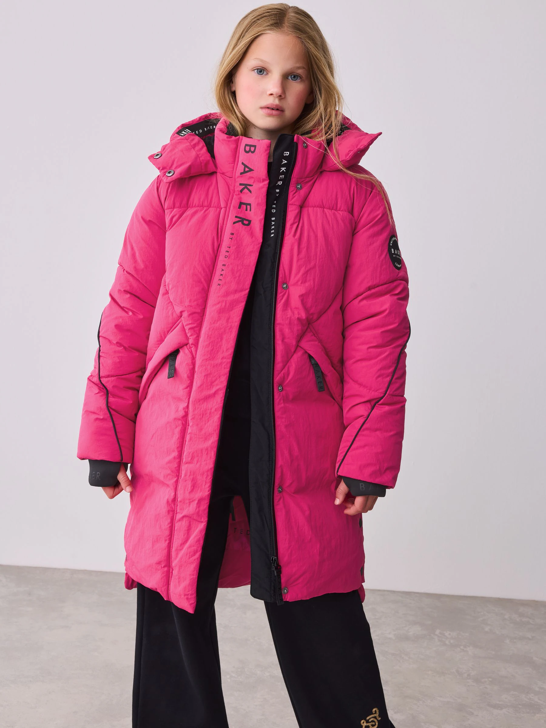Roze - Baker by Ted Baker meisjes regenbestendige gewatteerde lange jas