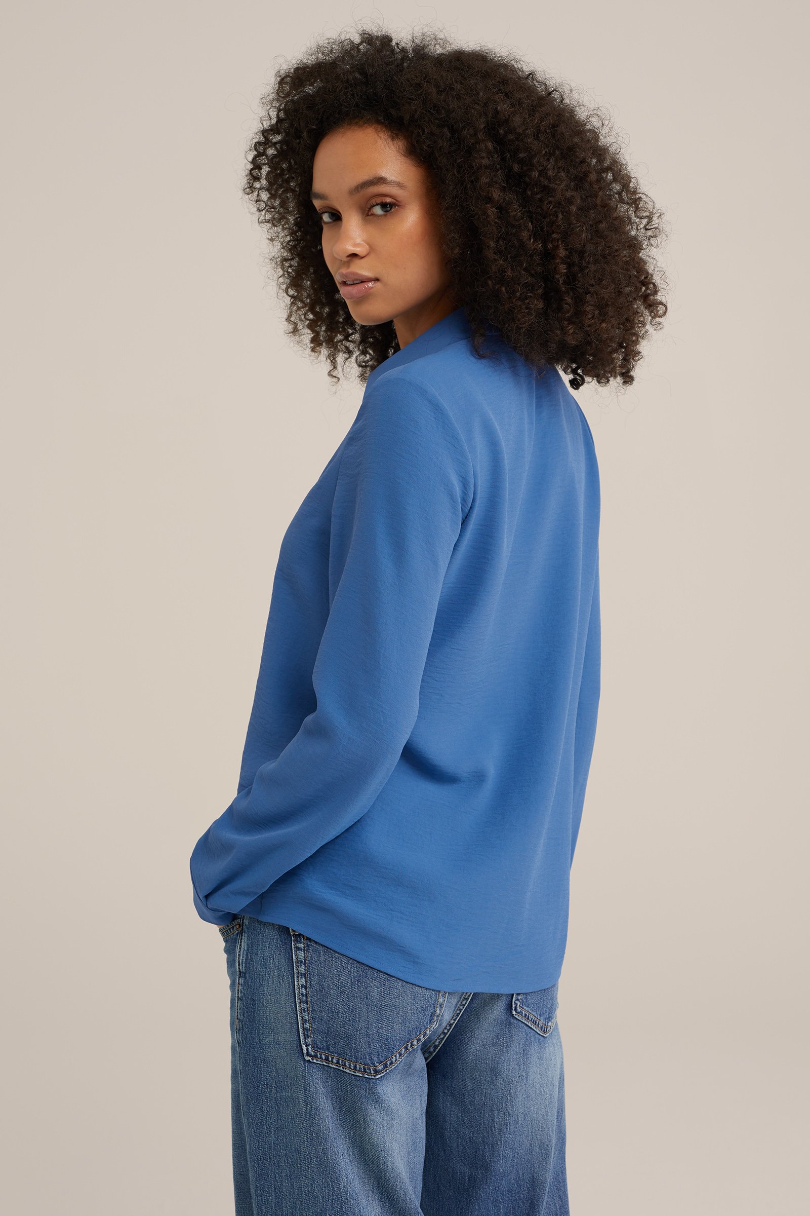 blouse met fijne structuur WE Fashion Lichtblauw