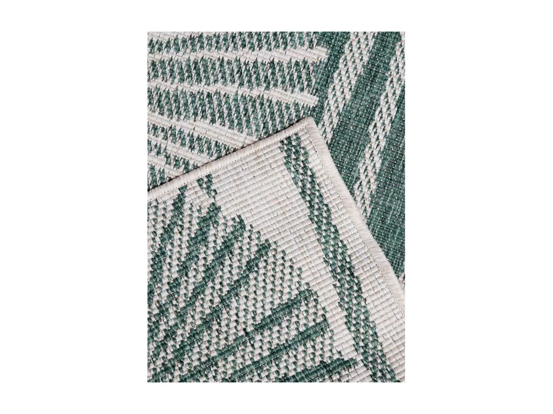 Tapis extérieur, kilim reversible 160x230 EX1 PARA vert et crème