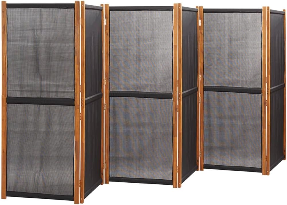 vidaXL Raumteiler 6-TLG. Trennwand Stellwand Paravent Spanische Wand Sichtschutz Umkleide Faltwand Raumtrenner Holz Schwarz 420x180 cm UT0921009
