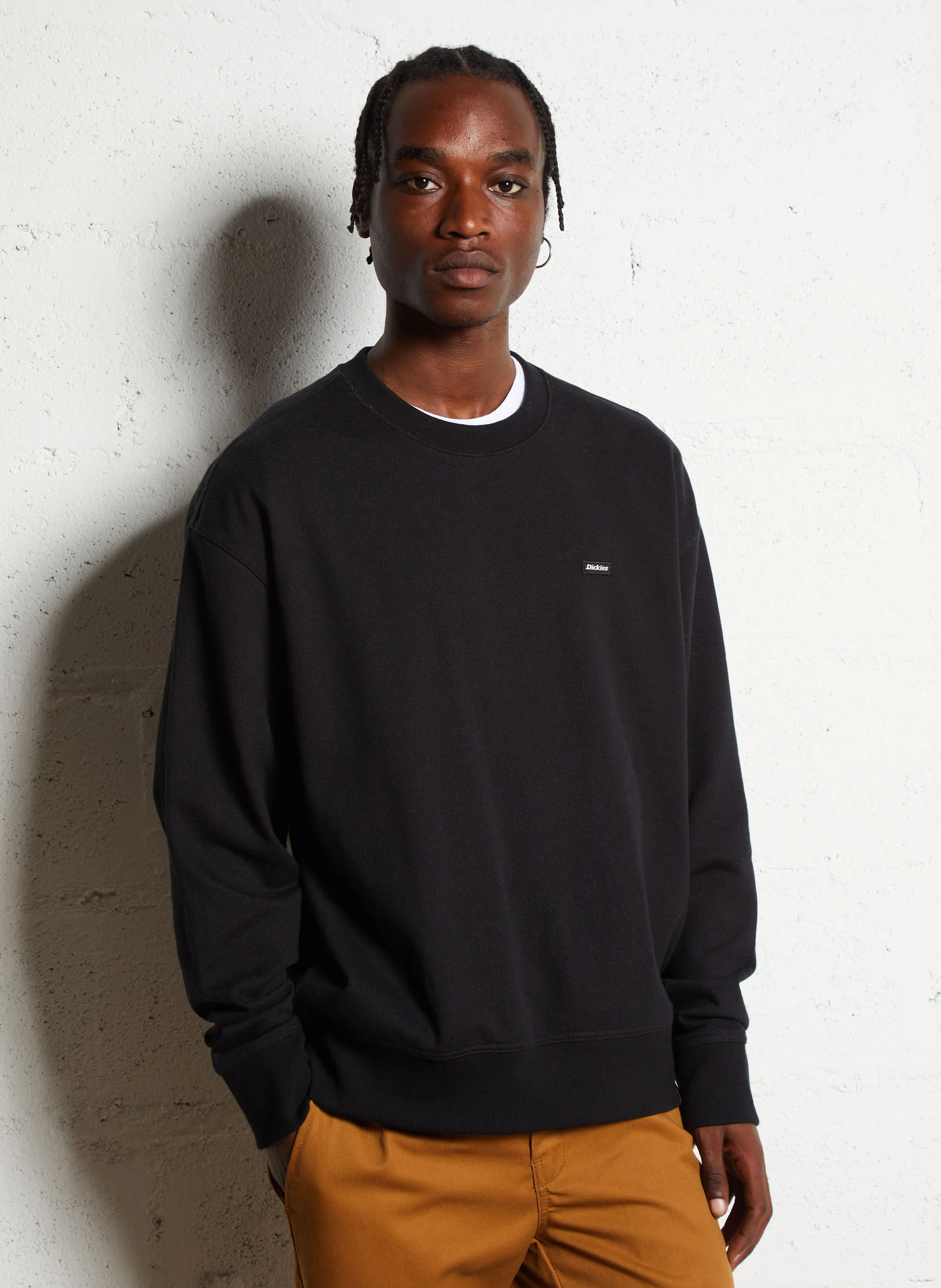 CLANCY - Sweat col rond ample en coton | Noir