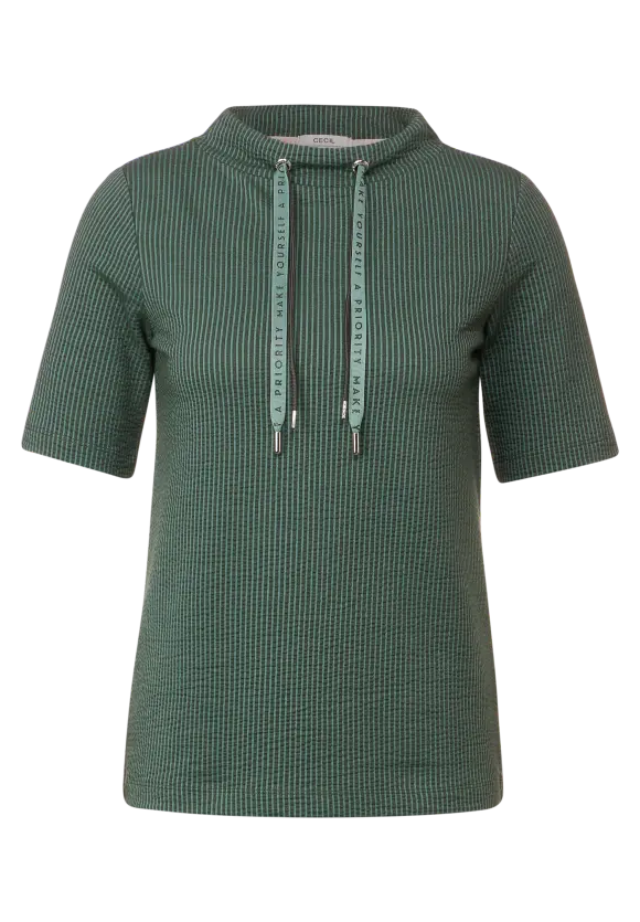 Seersucker T-Shirt - raw salvia green