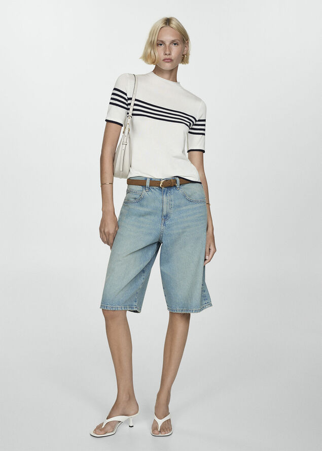 MANGO Striped knit sweater Light beige