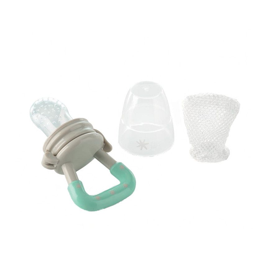 Grignoteur avec embout en silicone et filet - Vert Mint - Ecru