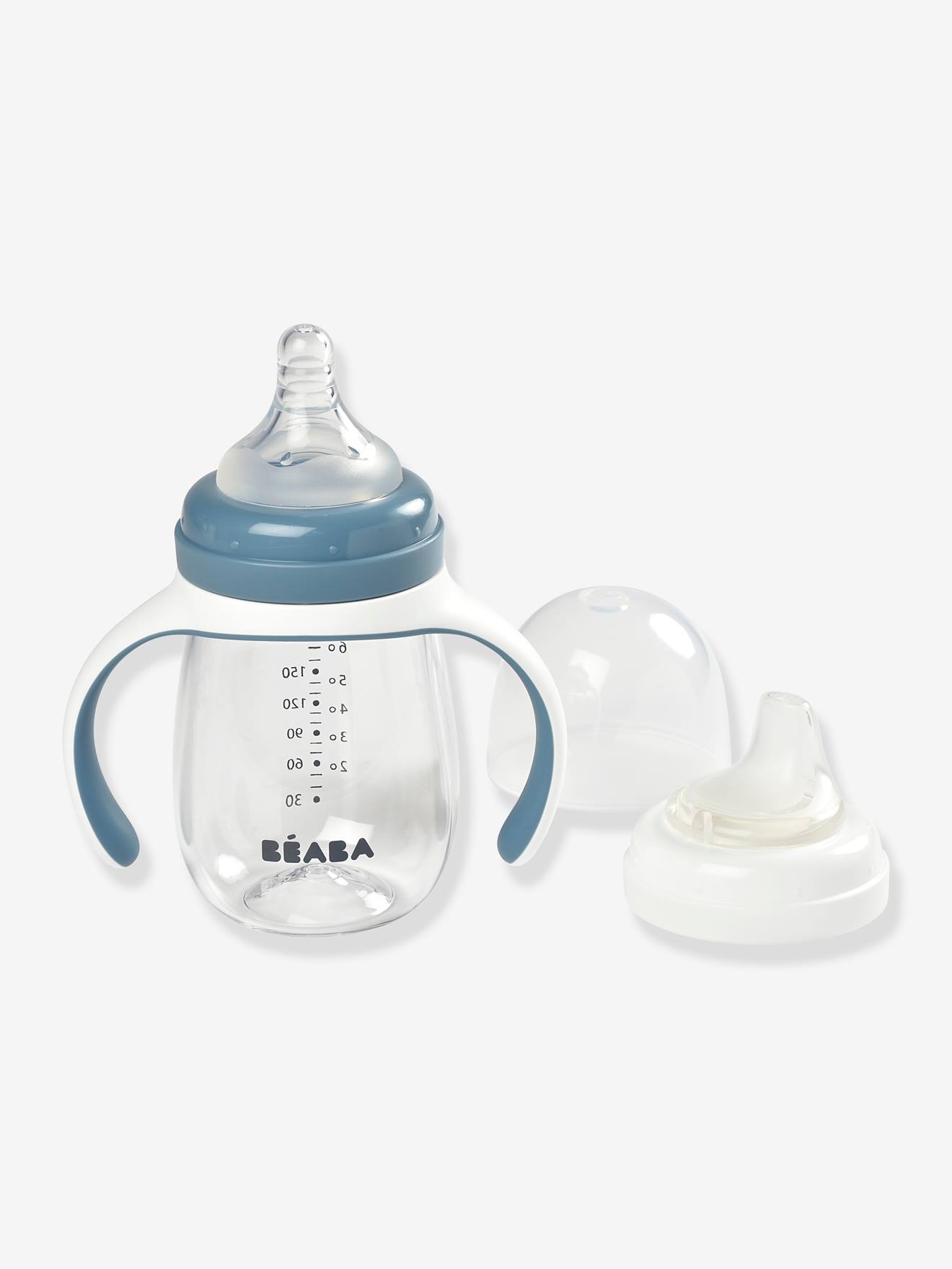 Garrafa de Treinamento 2 em 1 BEABA (210 ml) Média Azul Lisa