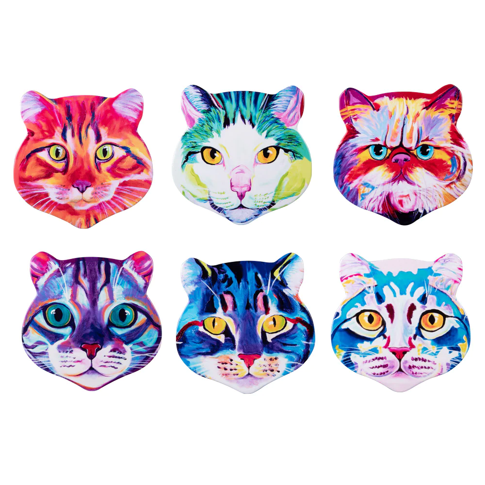 Set de 6 dessous de verre Chat pop 11 cm Table passion