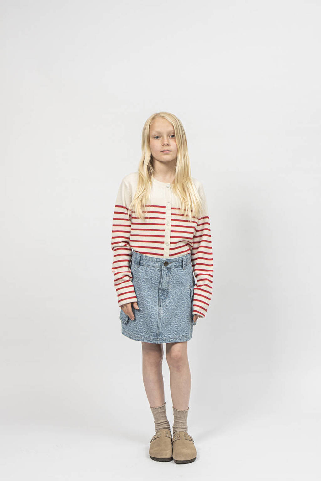 Sofie Schnoor spijkerrok met hartjes light blue denim