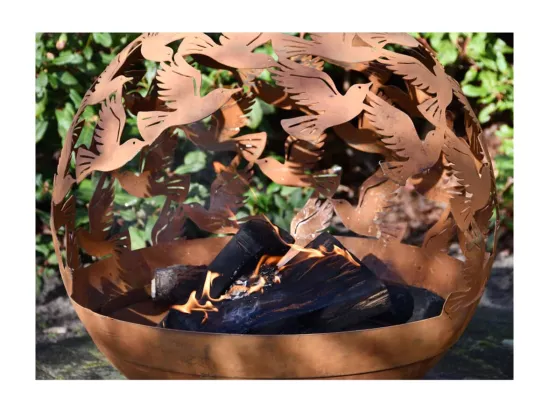 Foyer découpé au laser Oiseaux Rouille