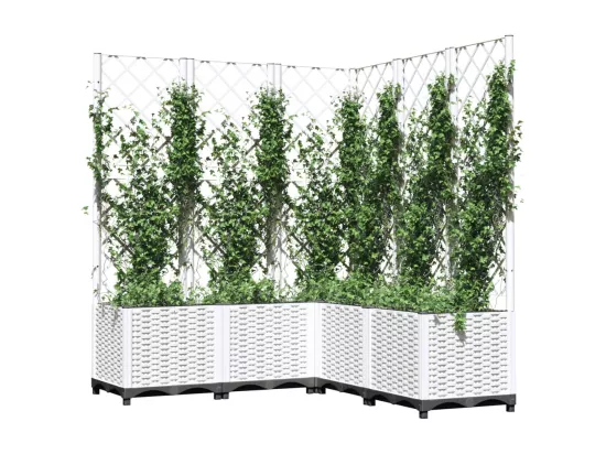 Jardinière avec treillis Blanc 120x120x136 cm PP