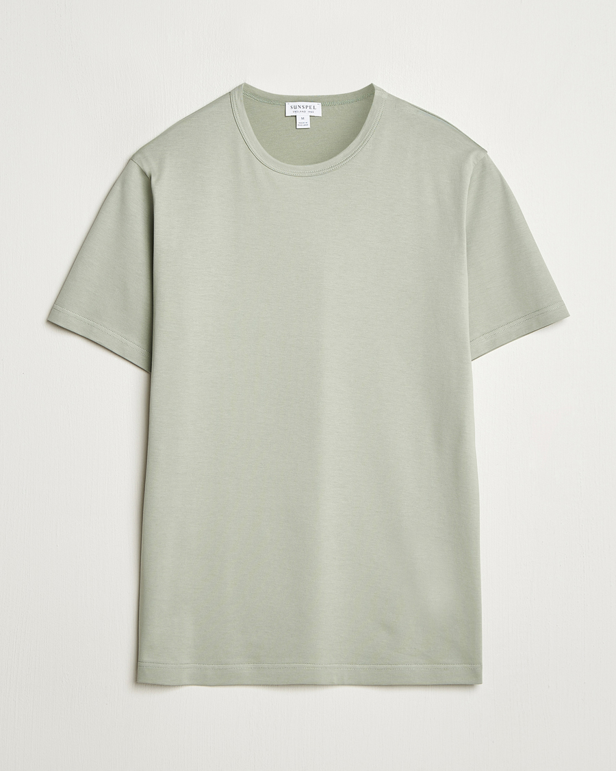 Sunspel Crew Neck Q82 Cotton T-Shirt Pastel Green