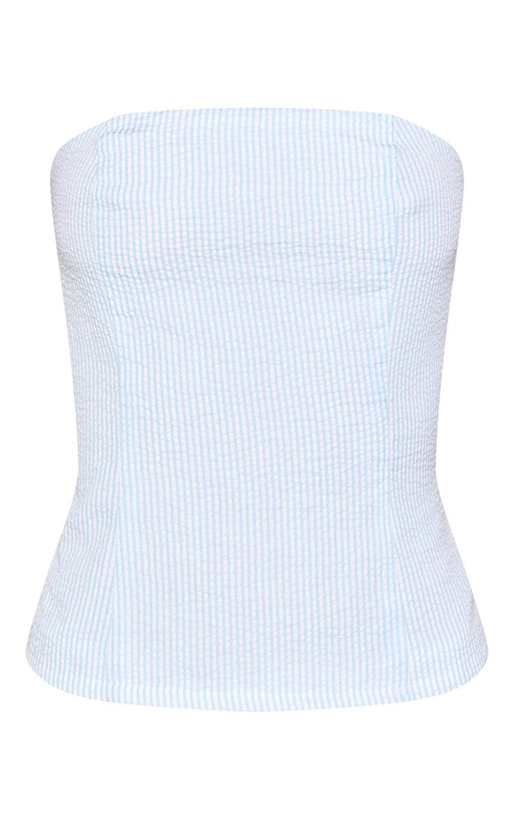 Bleu Haut Corset Bandeau À Fines Rayures Avec Laçage Dos - Tall