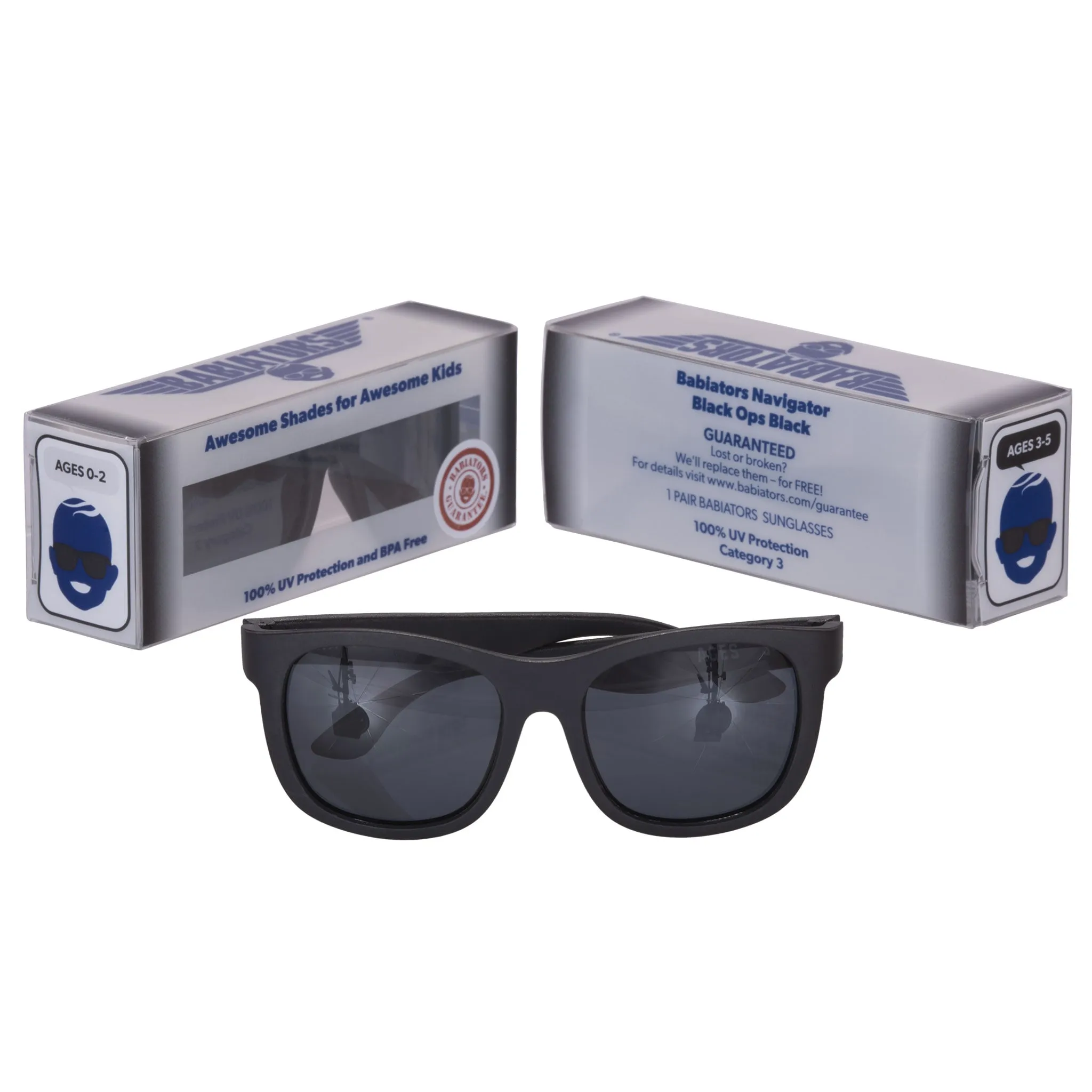 Babiators Lunette de Soleil Navigateur Noire 3-5ans