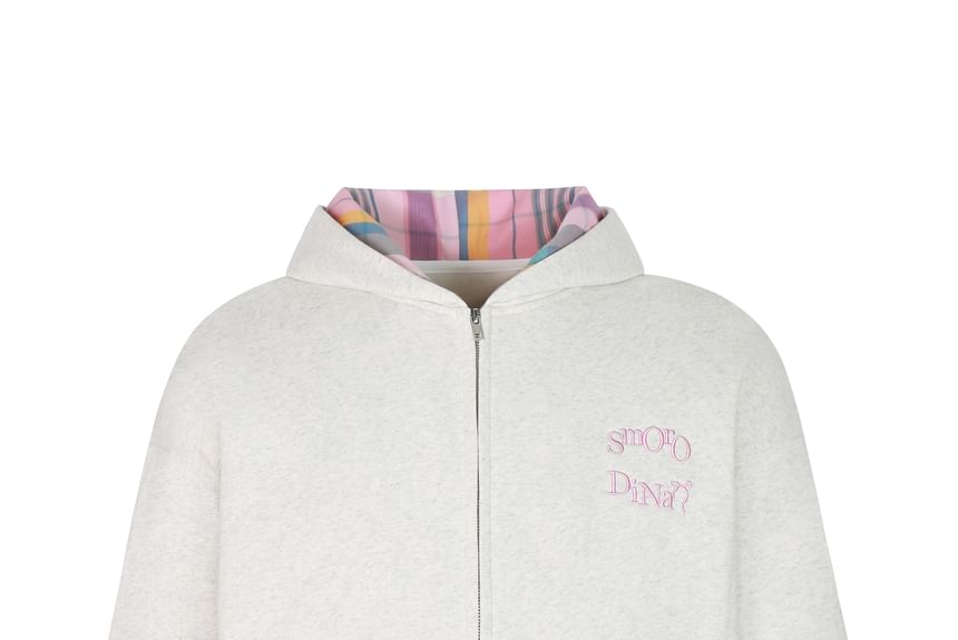 Fanoy - Hoodie met geborduurde ruitenvoering en rits