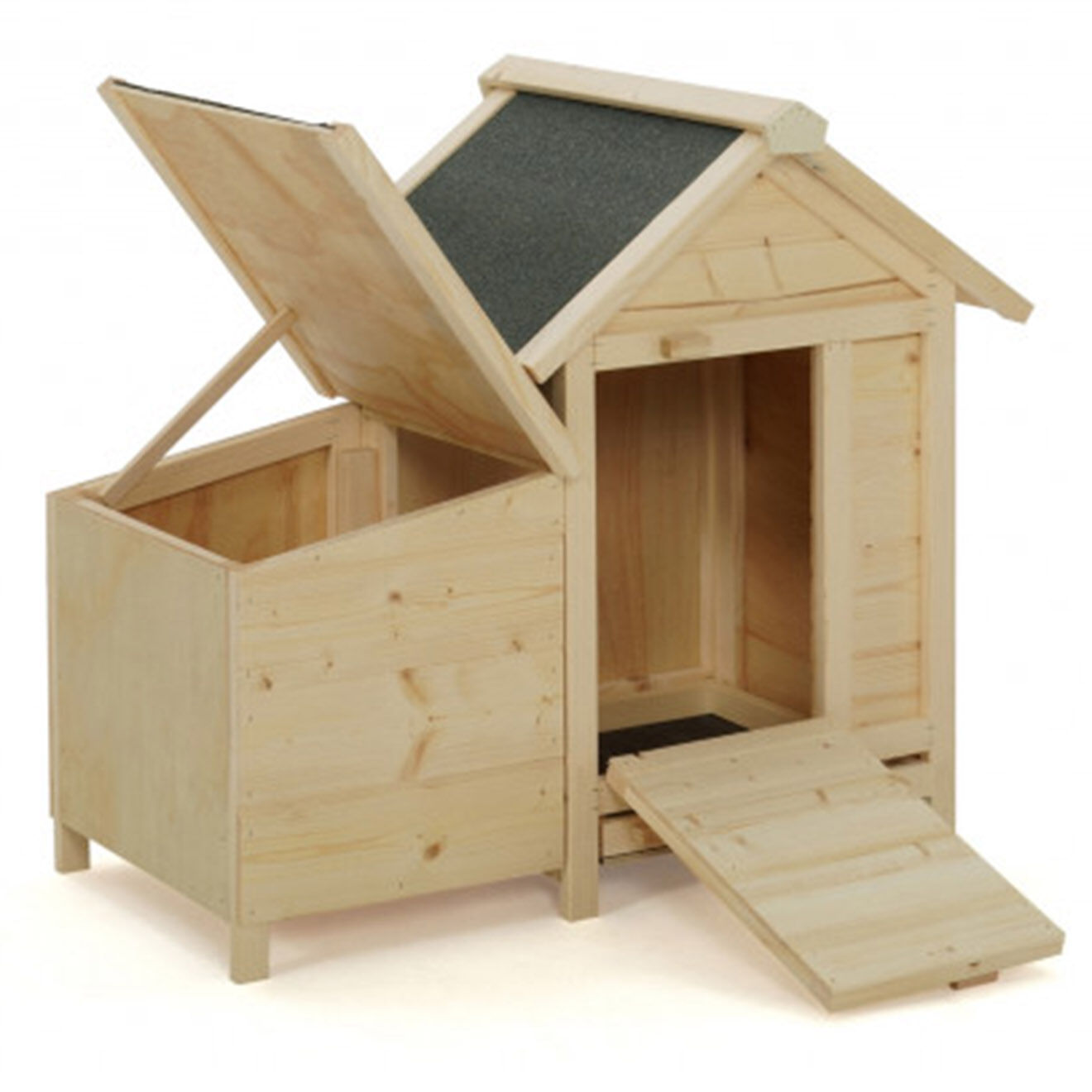 JARDIKT Poulailler Casita en bois avec pondoir intégré - 2 poules bois/gris