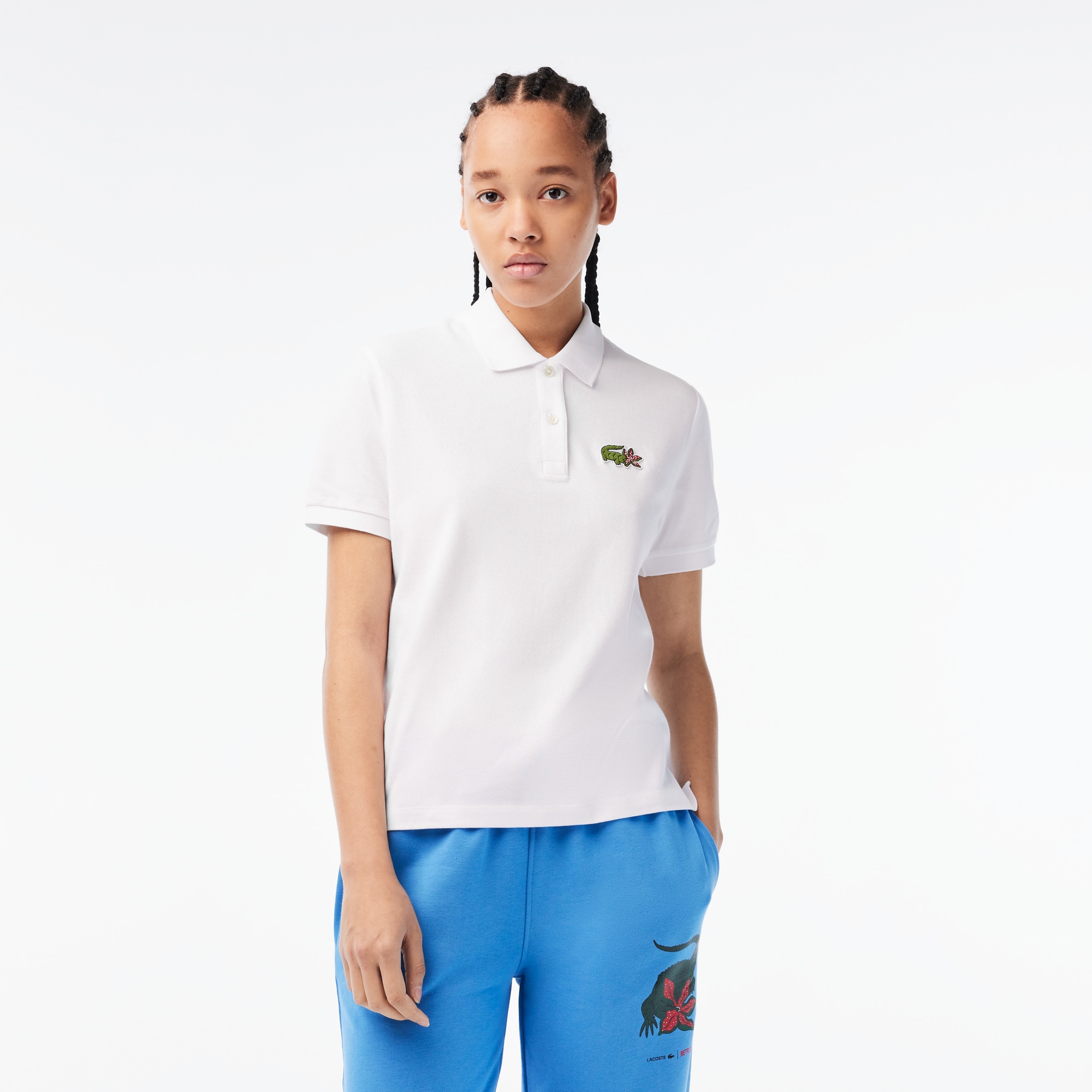 Polo femme Lacoste x Netflix crocodile séries Manches Courtes - Blanc - Lacoste - Femme