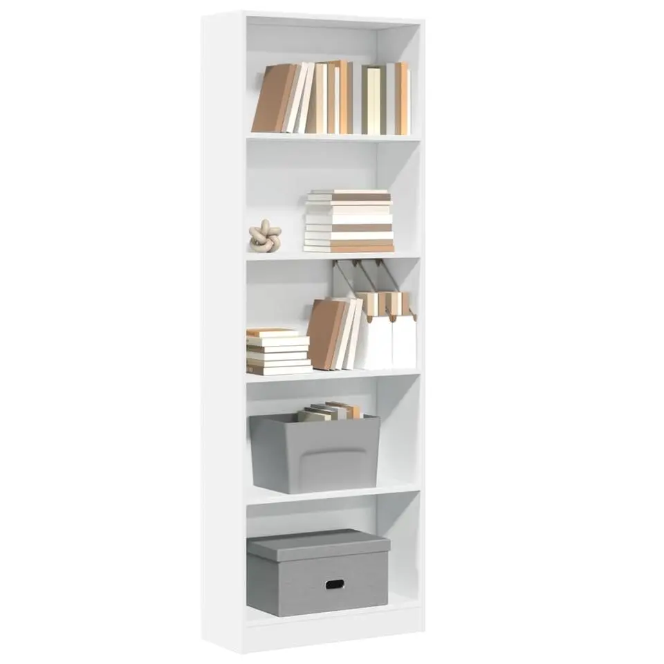 vidaXL - Boekenkast met 5 vakken voor kantoor - Wit - Hout - 60x24x176 cm