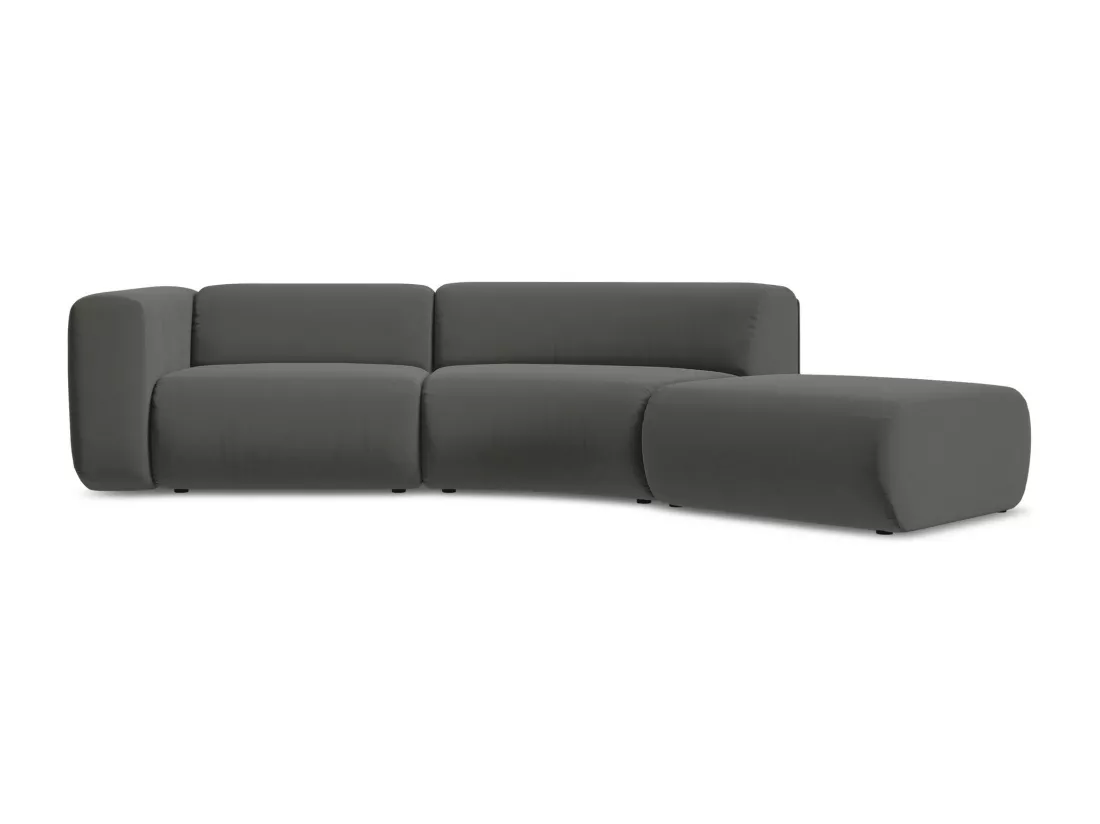 Canapé modulable 4 places droit en velours - acier - EKAHI