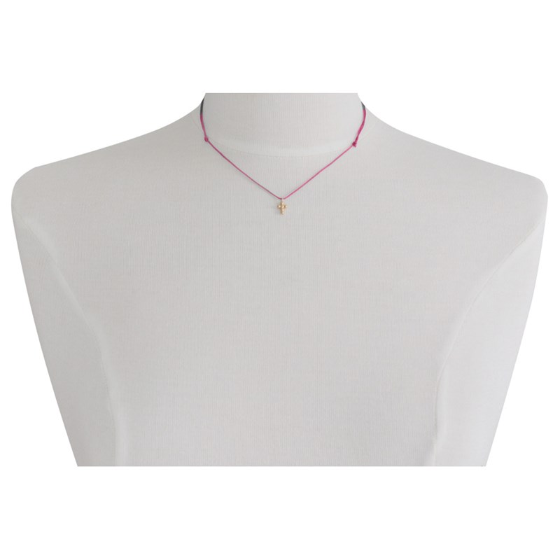 Collier Lien Plaqué Or Petite Croix de Billes