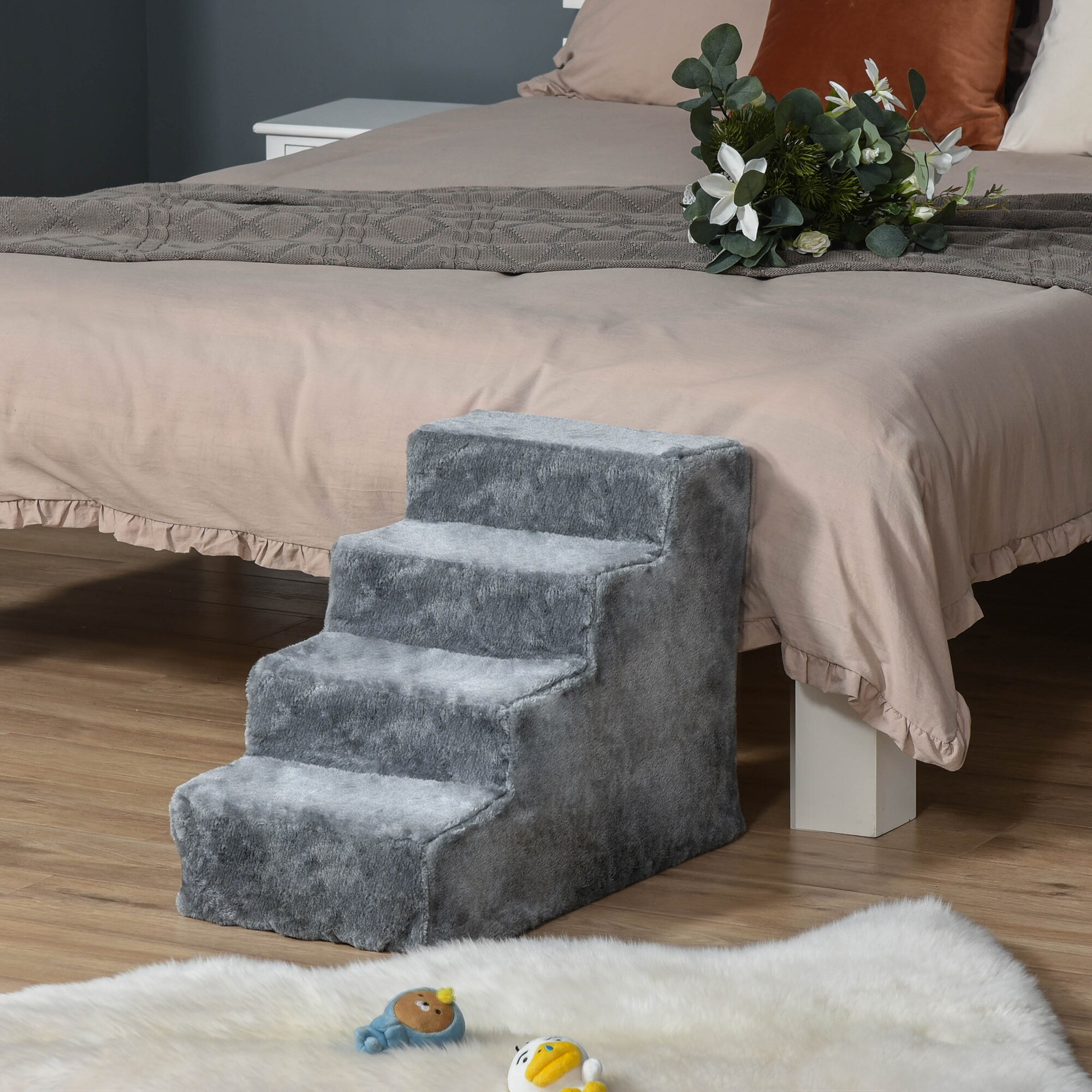 PawHut Haustiertreppe mit abnehmbarem Bezug 60 x 35 x 44 cm (LxBxH)