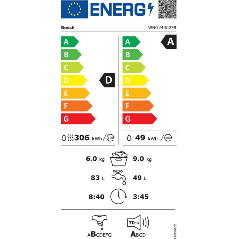 Lave-linge séchant Bosch WNG24402FR