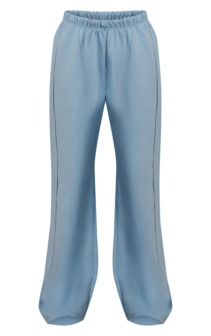 Bleu Jogging Interlock À Jambes Larges Avec Passepoil Contrasté