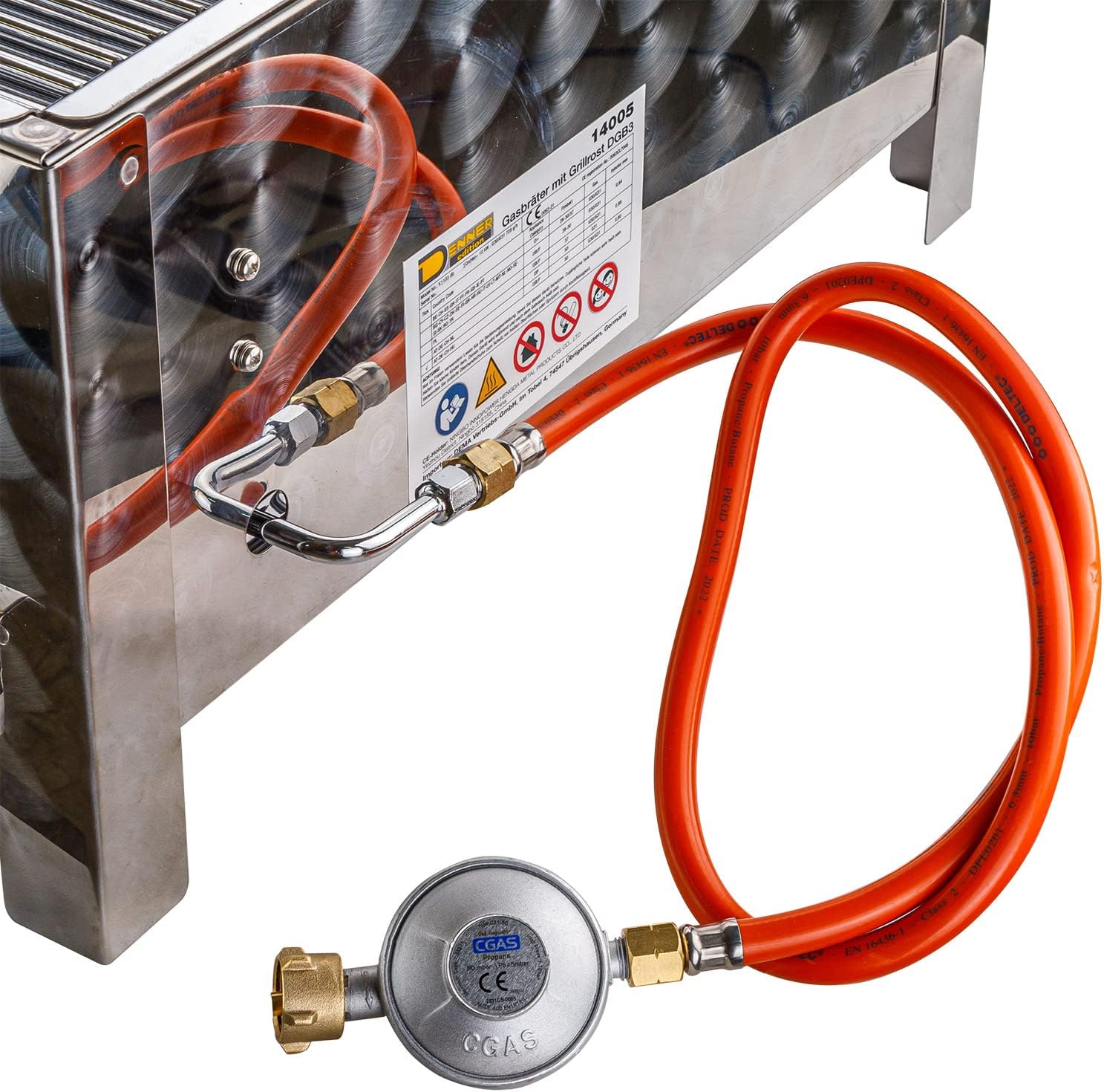 DEMA Edelstahl Gasbräter – 3-flammiger Gastrobräter mit 10 kW, Gasgrill & Tischgrill inkl. Grillrost